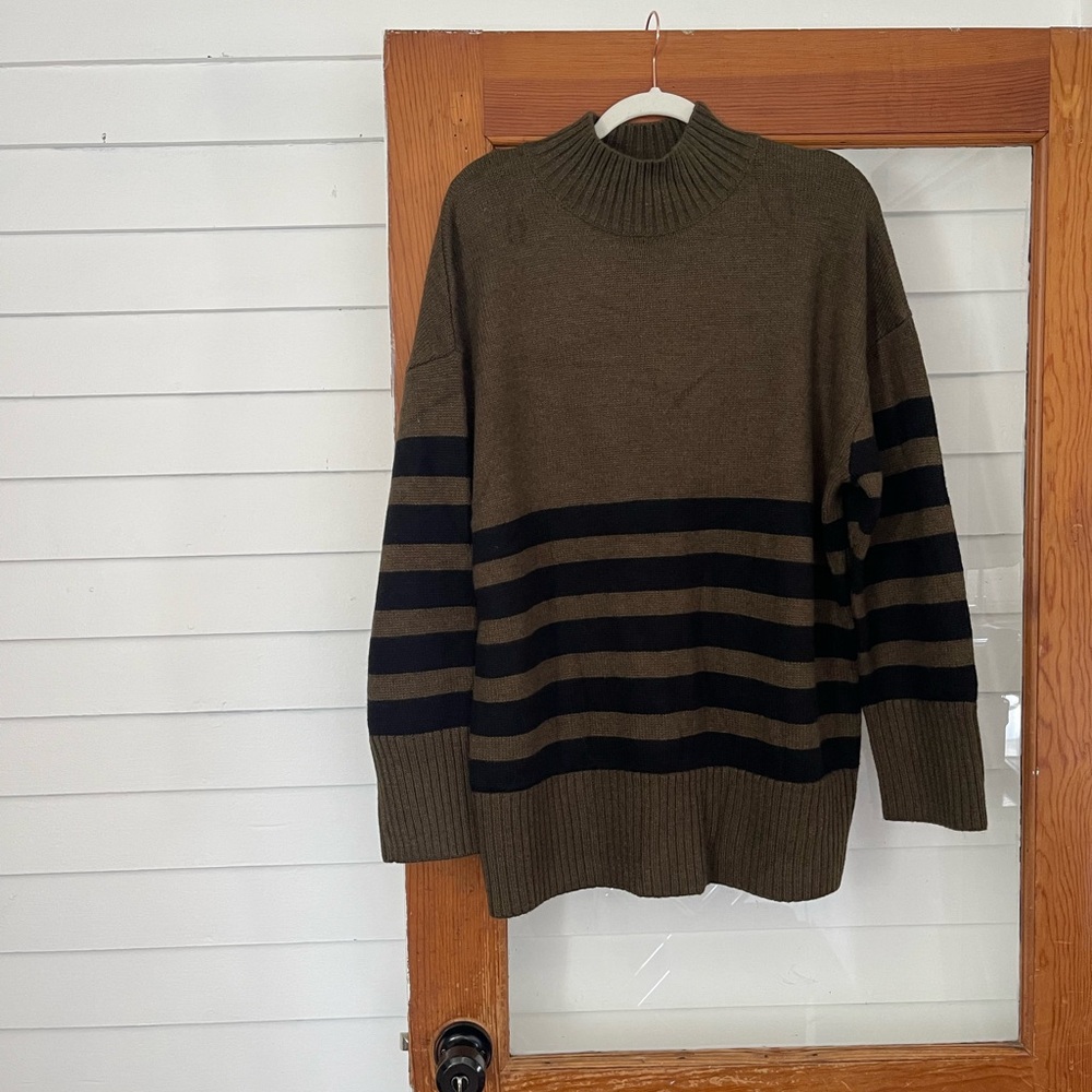 Olive and Black Striped Women’s Sweater